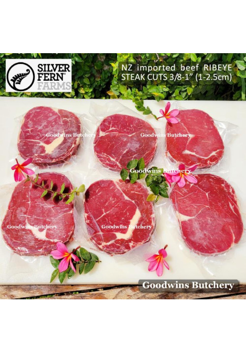 Beef Cuberoll Scotch-Fillet RIBEYE STEER (young cattle) New Zealand NZ frozen 5 days aged SILVERFERN steak 3/8" 1cm (price/pack 600g 3-4pcs)